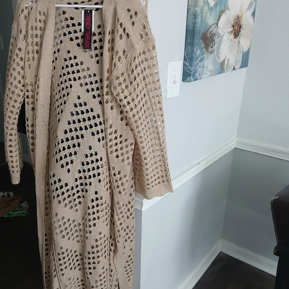 Tan Open-Knit Sweater by [Brand]